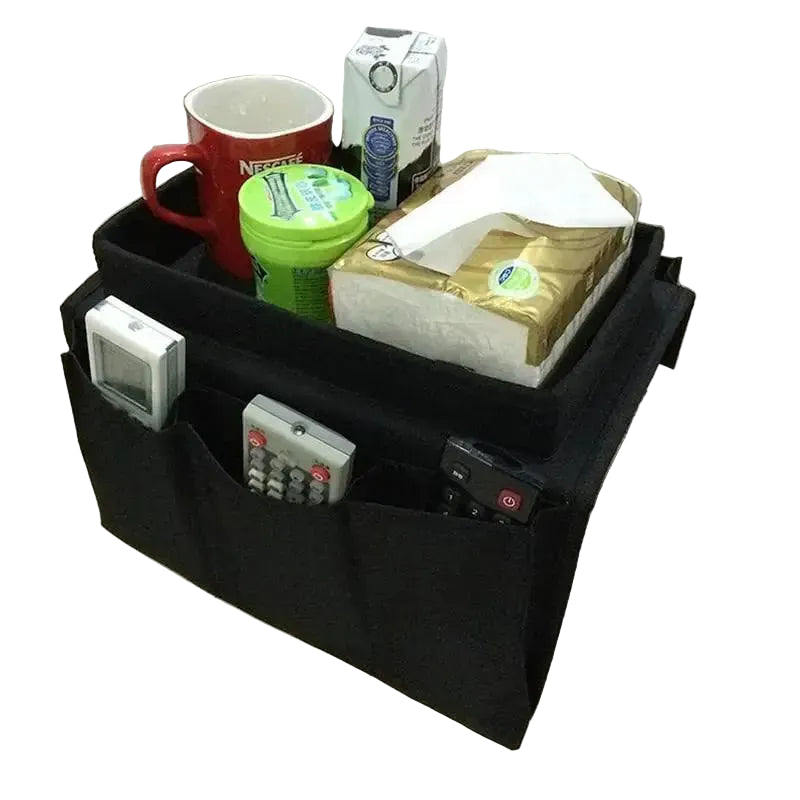 1PC Sofa Armrest Organizer With Cup Holder Remote Control Storage Pockets Leisure Water Bottle Tray For Bedside Sofa