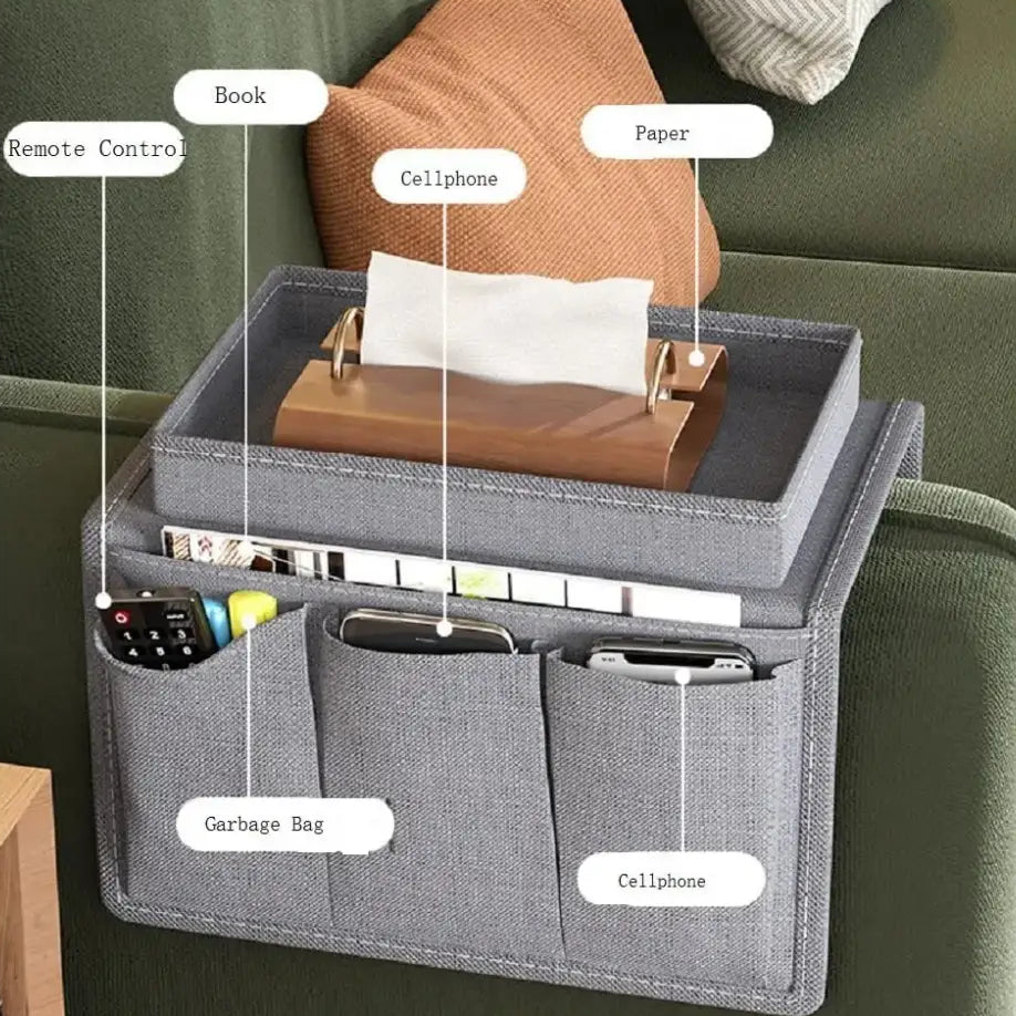 1PC Sofa Armrest Organizer With Cup Holder Remote Control Storage Pockets Leisure Water Bottle Tray For Bedside Sofa