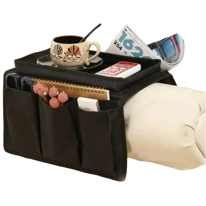 1PC Sofa Armrest Organizer With Cup Holder Remote Control Storage Pockets Leisure Water Bottle Tray For Bedside Sofa