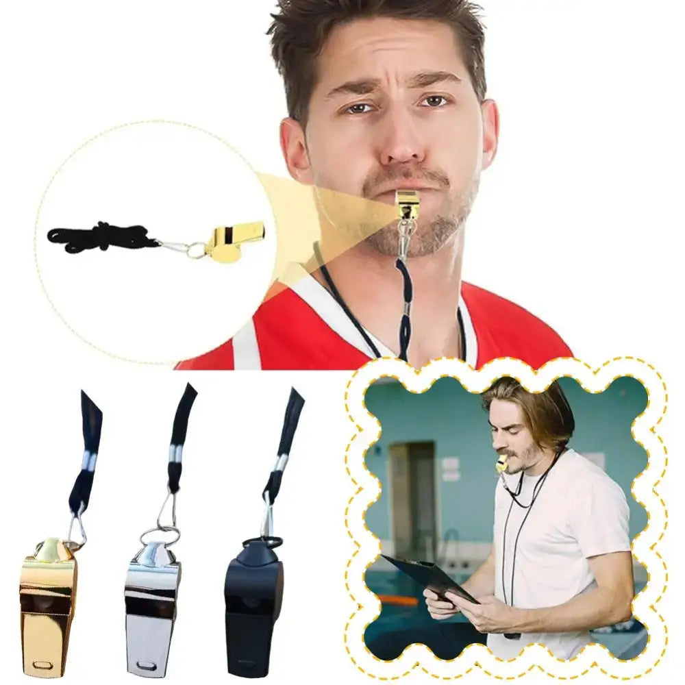 1Pcs Professional Loud Metal Whistle With Rope Sport Whistle Wear Resistant Stainless Steel Whistles Referee Accessories