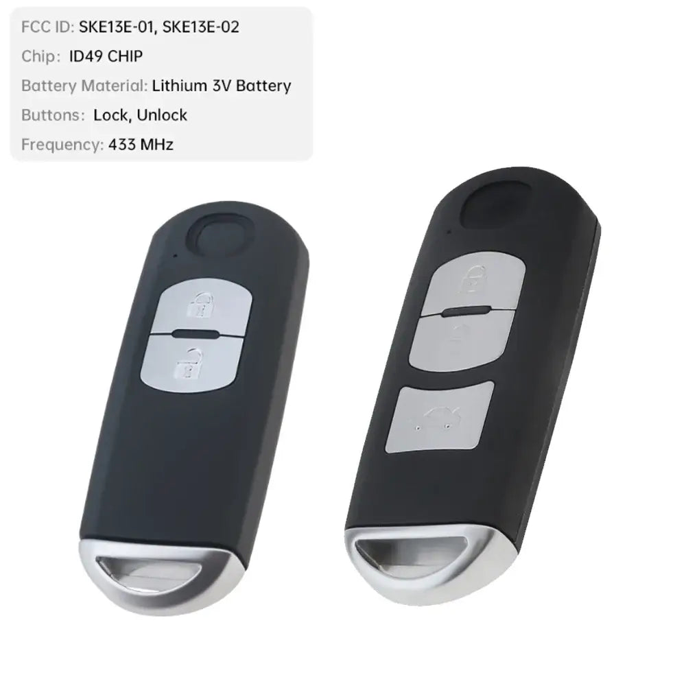 2/3 Buttons 433MHz Keyless Smart Remote Car Key Fob Fit for Axela / Atenza with ID49 Chip SKE13E-01 SKE13E-02