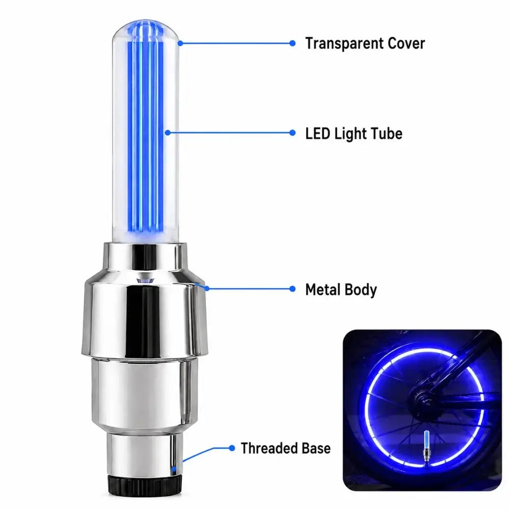 2-8Pcs Bicycle LED Spoke & Valve Cap Lights Waterproof Colorful Flashing Wheel Tire Lamps for Night Riding Safety