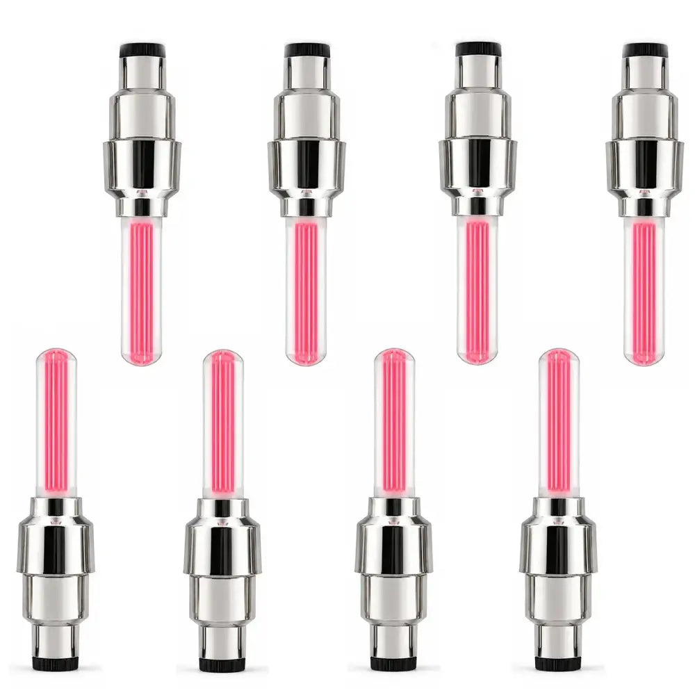 2-8Pcs Bicycle LED Spoke & Valve Cap Lights Waterproof Colorful Flashing Wheel Tire Lamps for Night Riding Safety - Red