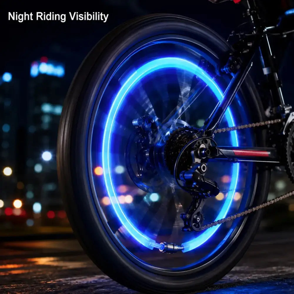 2-8Pcs Bicycle LED Spoke & Valve Cap Lights Waterproof Colorful Flashing Wheel Tire Lamps for Night Riding Safety