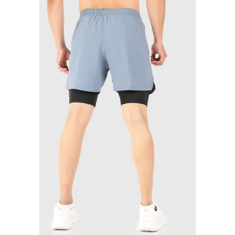2 in 1 5’’ Compression Shorts Light Grey - Shorts