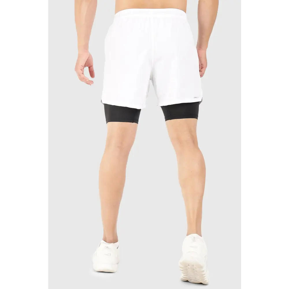 2 in 1 5’’ Compression Shorts White - Shorts