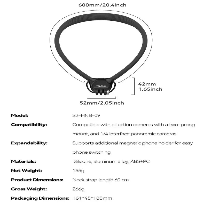 2-in-1 Action Camera Neck Mount - 9eight5