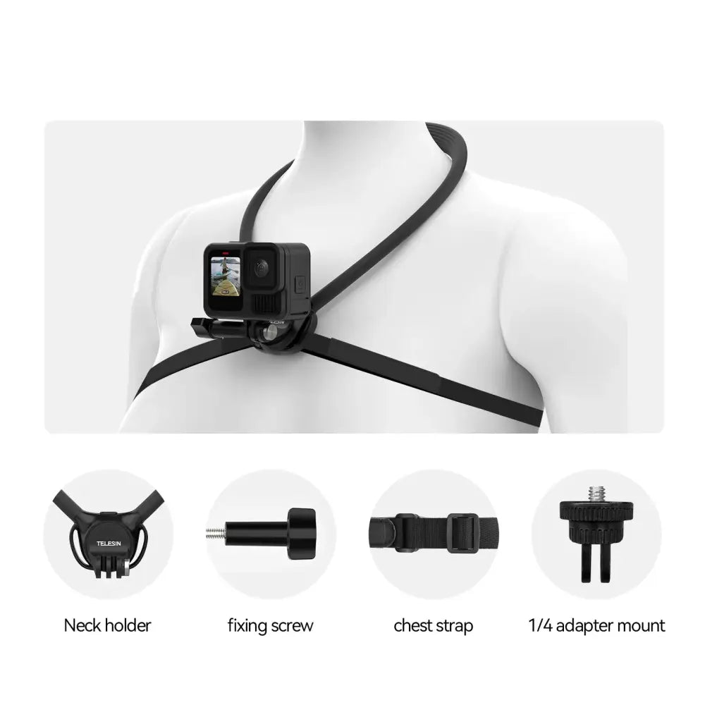2-in-1 Action Camera Neck Mount - Only Action camera / GoPro Insta360 DJI OSMO - 9eight5