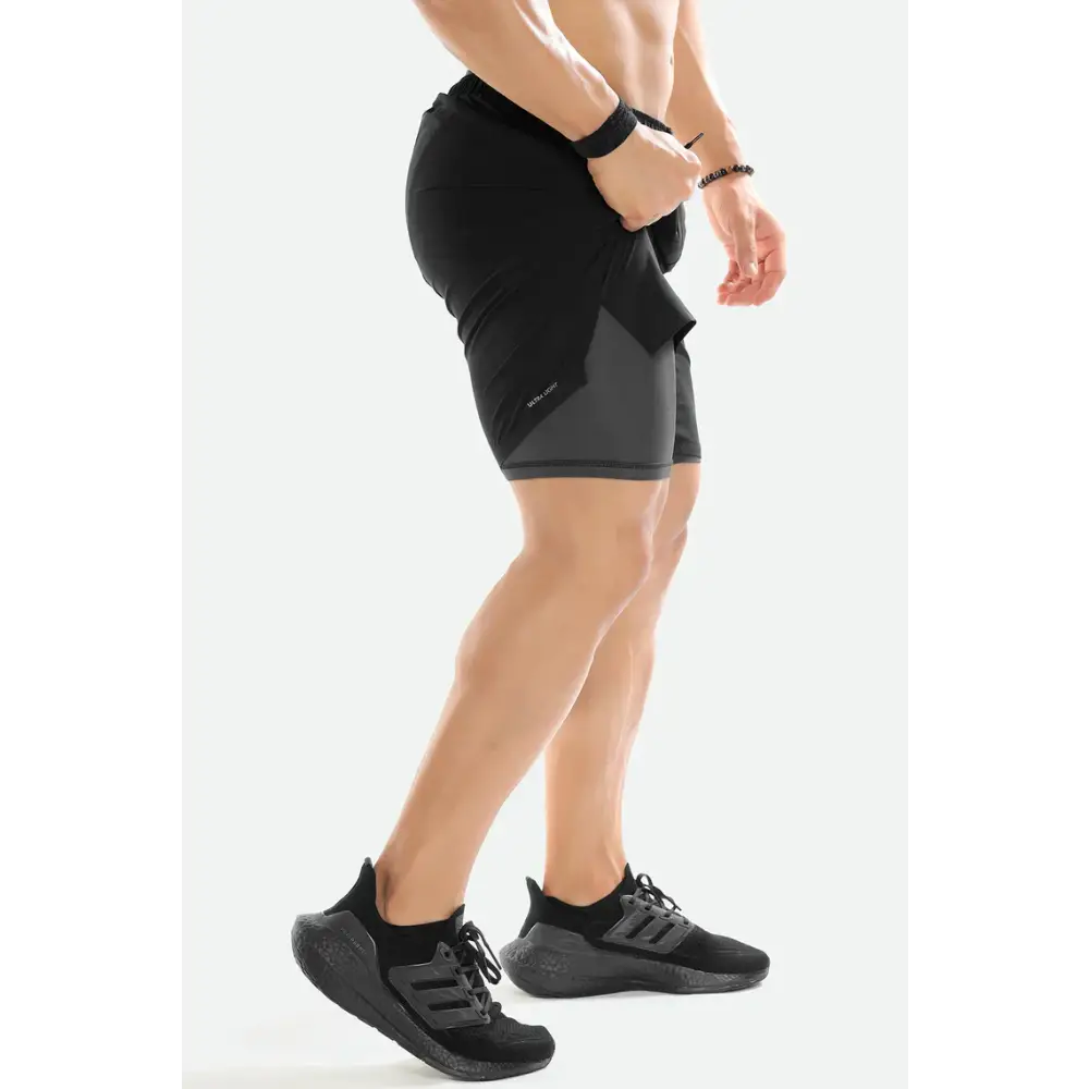 2 in 1 Compression Shorts Black - Shorts