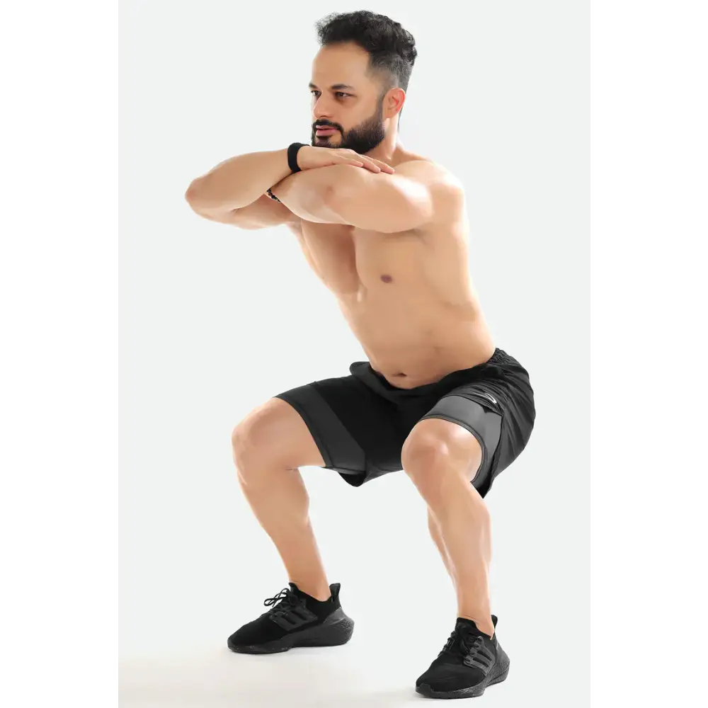 2 in 1 Compression Shorts Black - Shorts