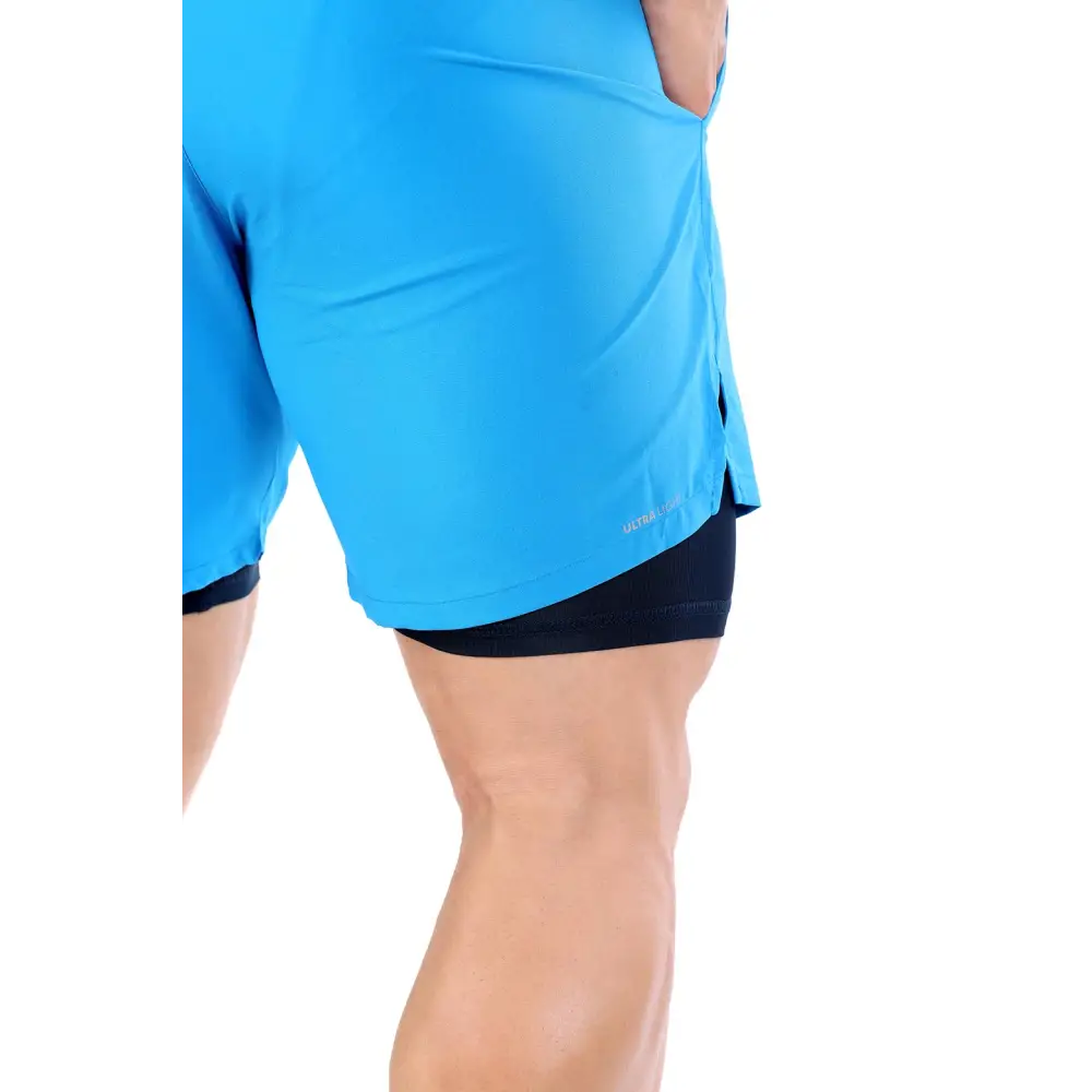 2 in 1 Compression Shorts Blue - Shorts