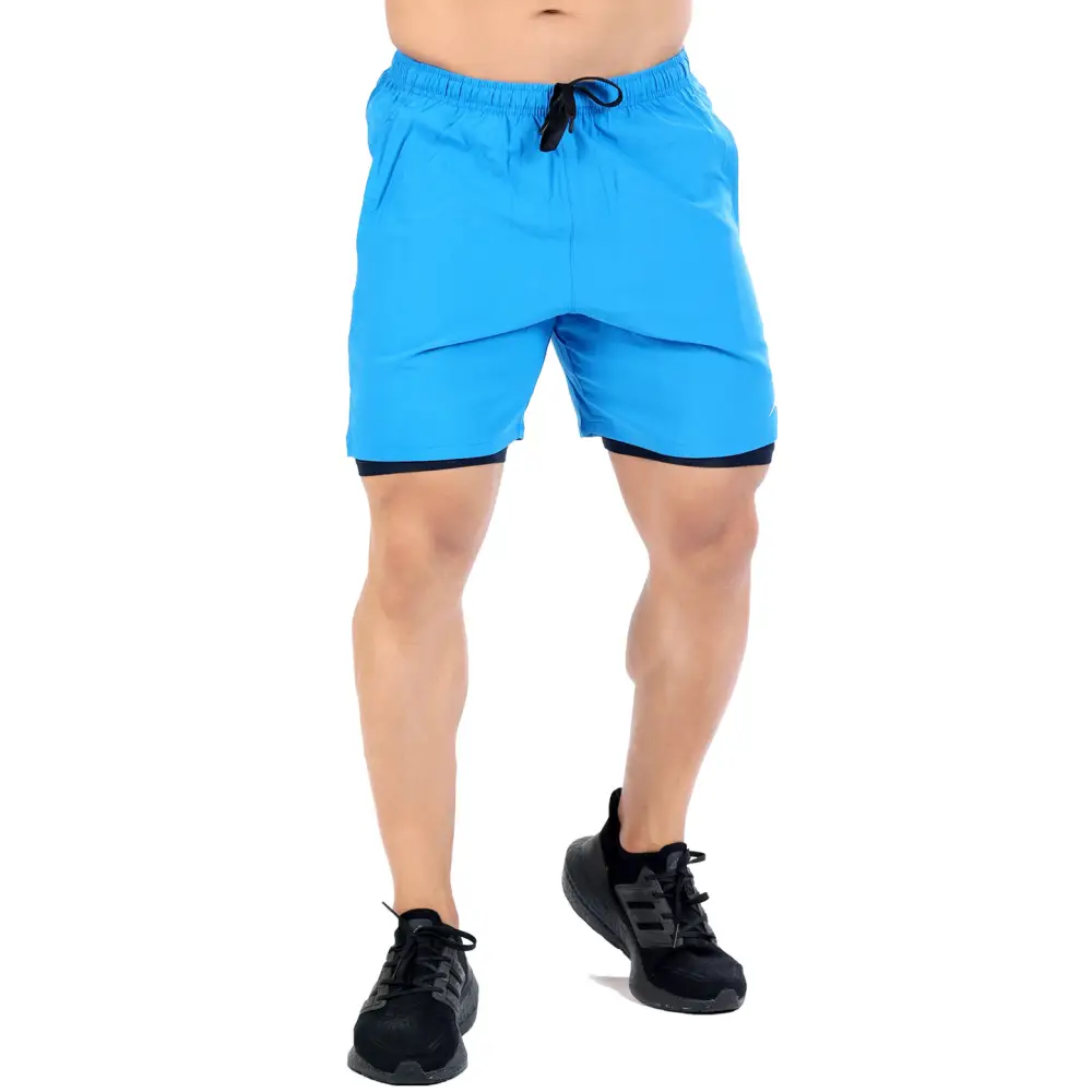 2 in 1 Compression Shorts Blue - Shorts