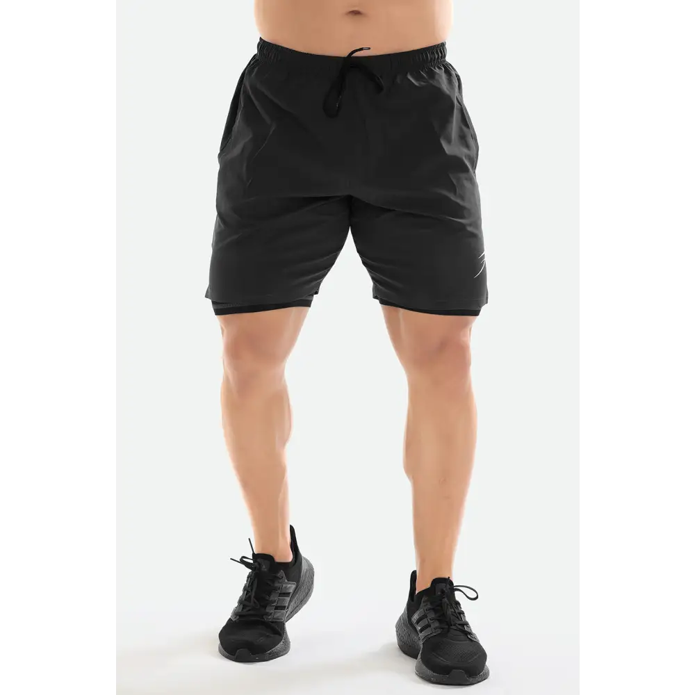 2 in 1 Compression Shorts Dark Grey - Shorts