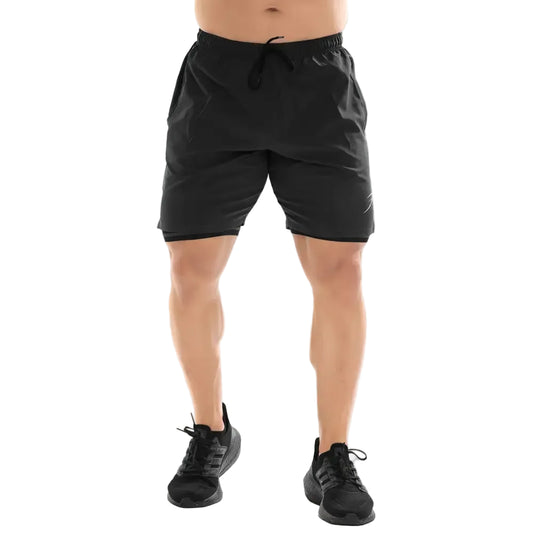 2 in 1 Compression Shorts Dark Grey - Shorts
