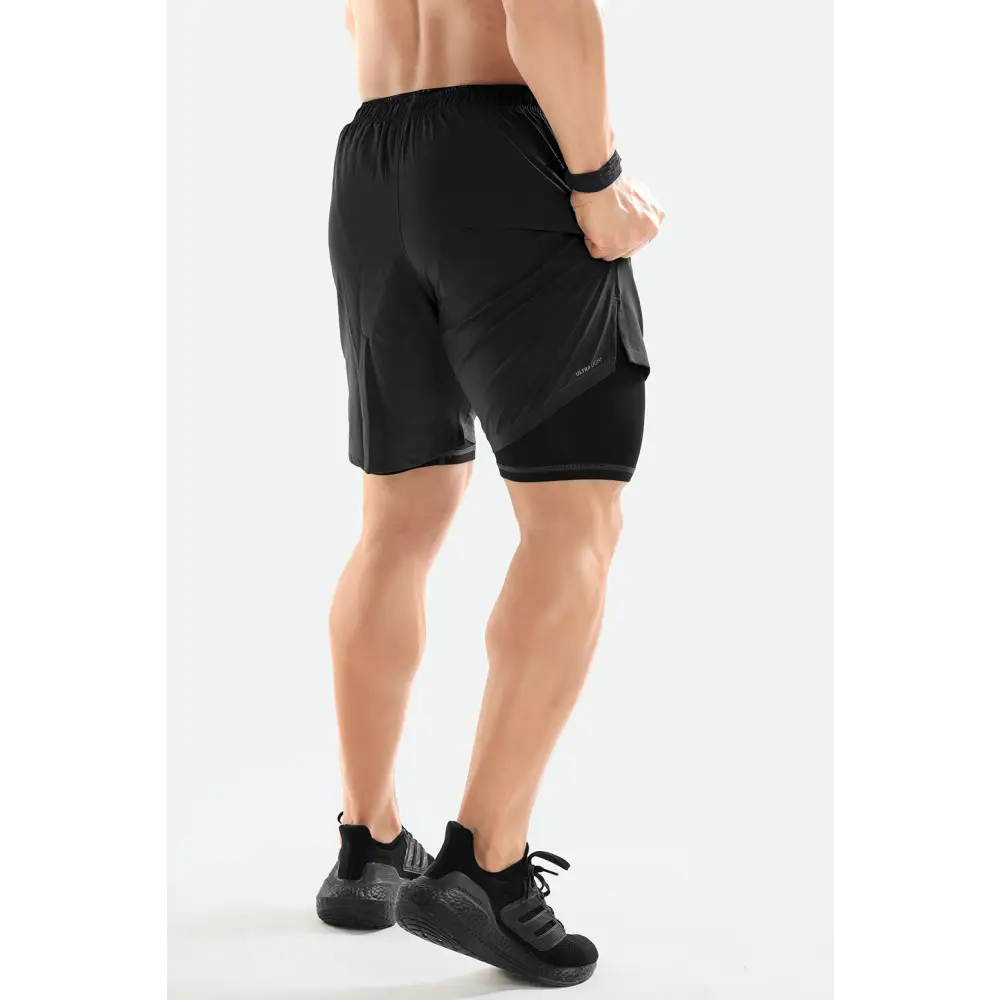 2 in 1 Compression Shorts Dark Grey - Shorts