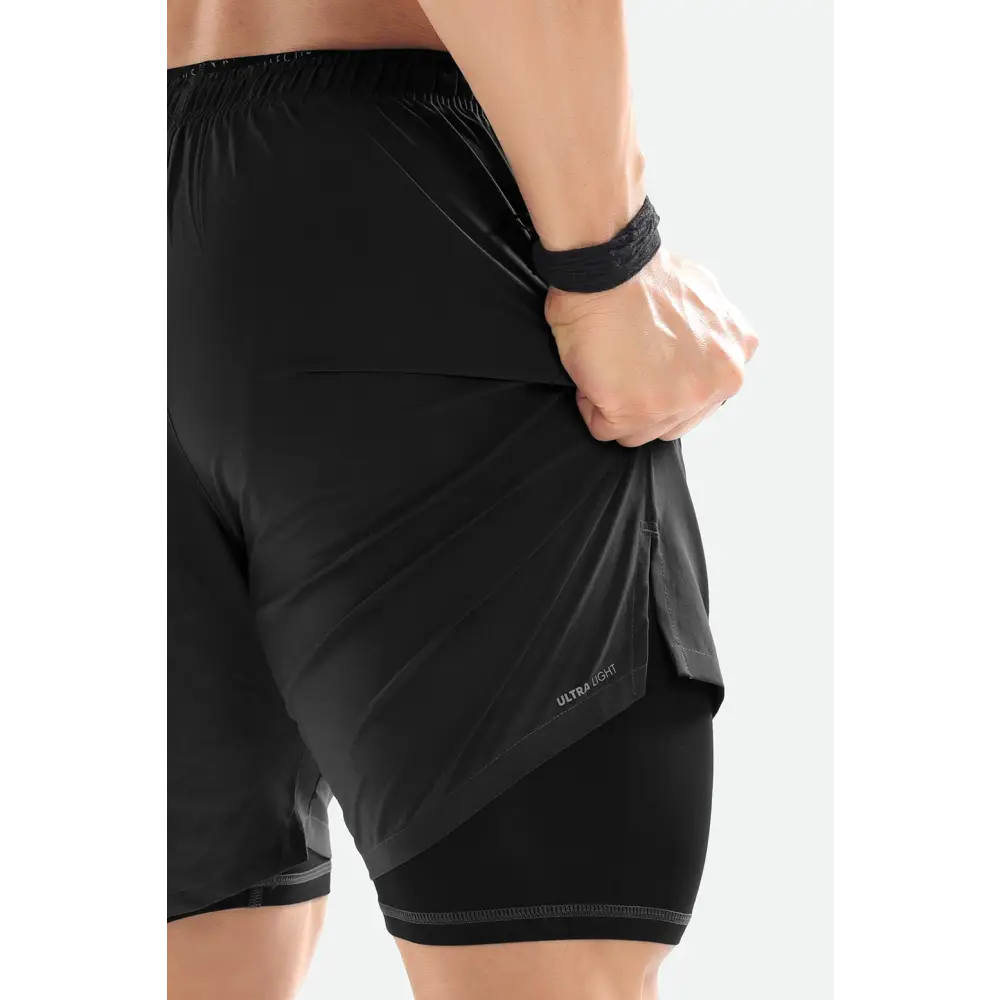 2 in 1 Compression Shorts Dark Grey - Shorts