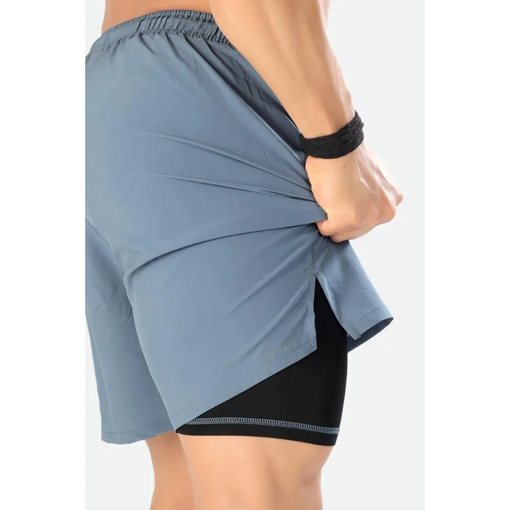2 in 1 Compression Shorts Light Grey - Shorts