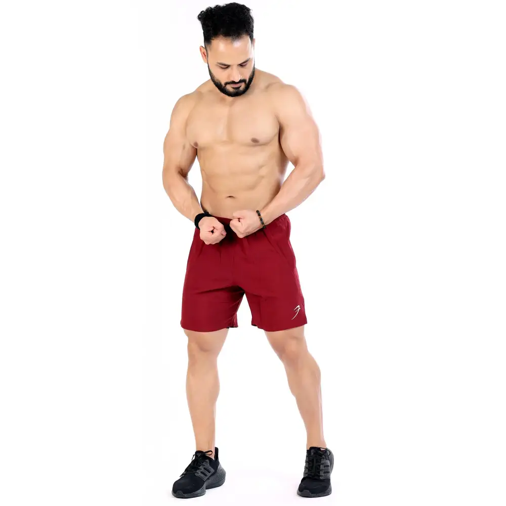 2 in 1 Compression Shorts Maroon - Shorts