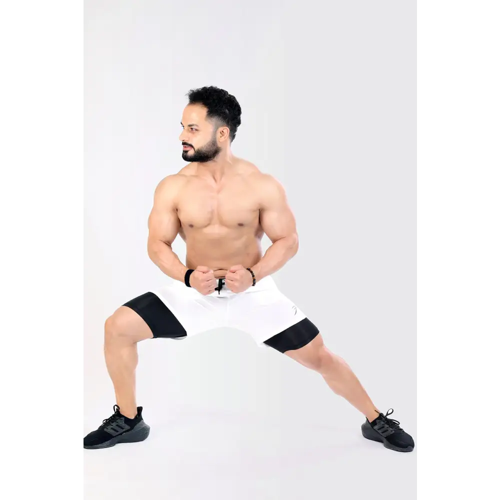 2 in 1 Compression Shorts White - Shorts