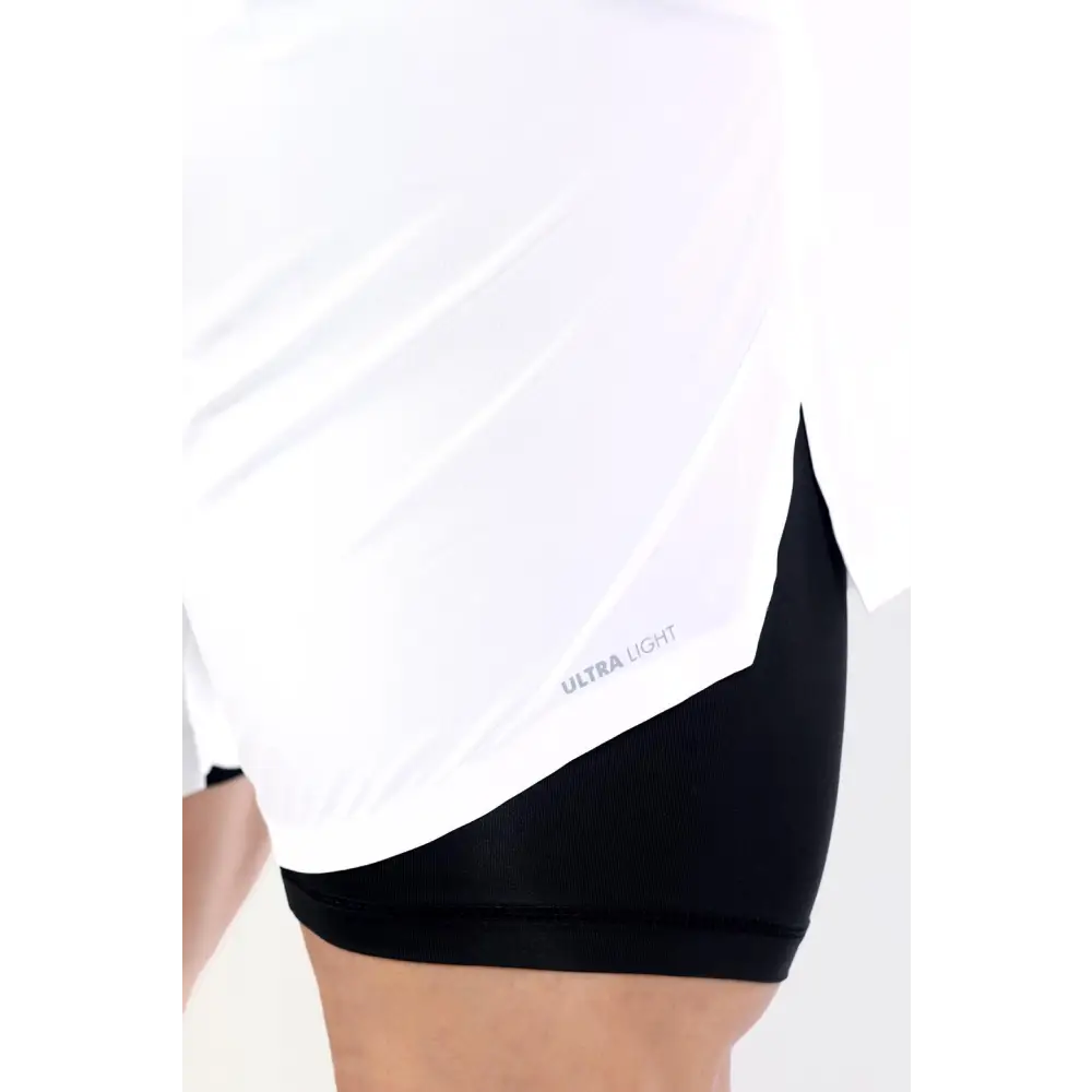 2 in 1 Compression Shorts White - Shorts