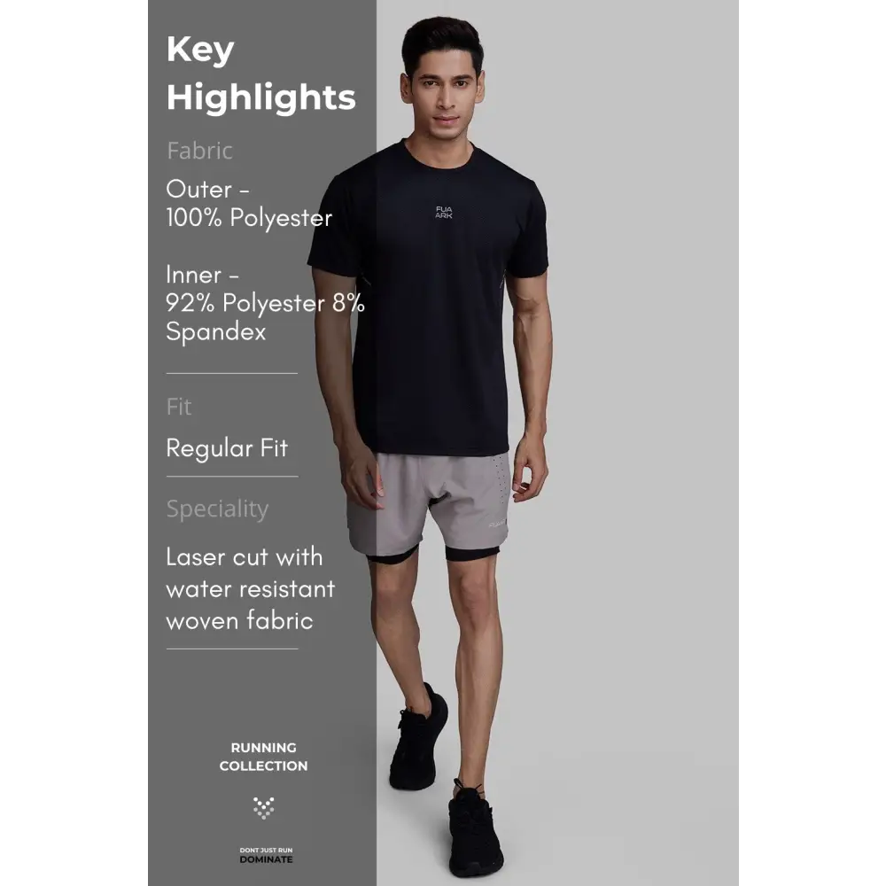 2 in 1 Laser Shorts Beige With Black - Shorts