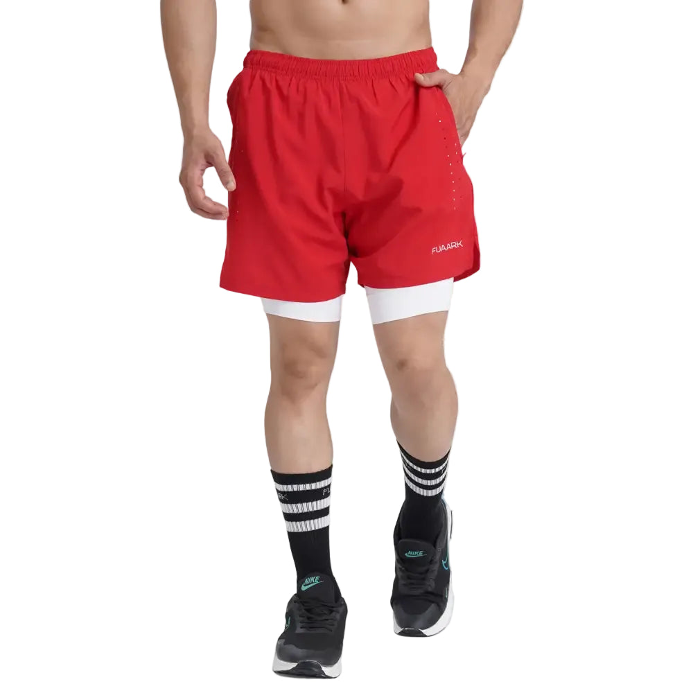 2 in 1 Laser Shorts Red - Shorts