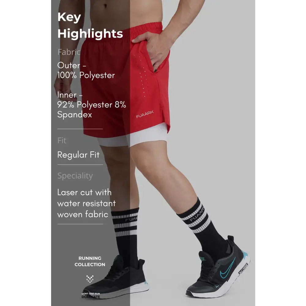 2 in 1 Laser Shorts Red - Shorts