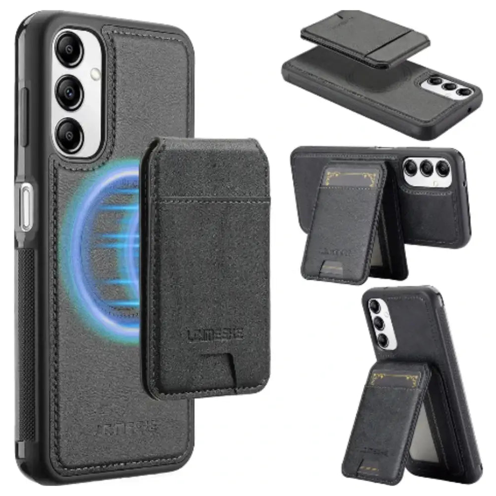 2-in-1 Magnetic Leather Case for Samsung (Black)