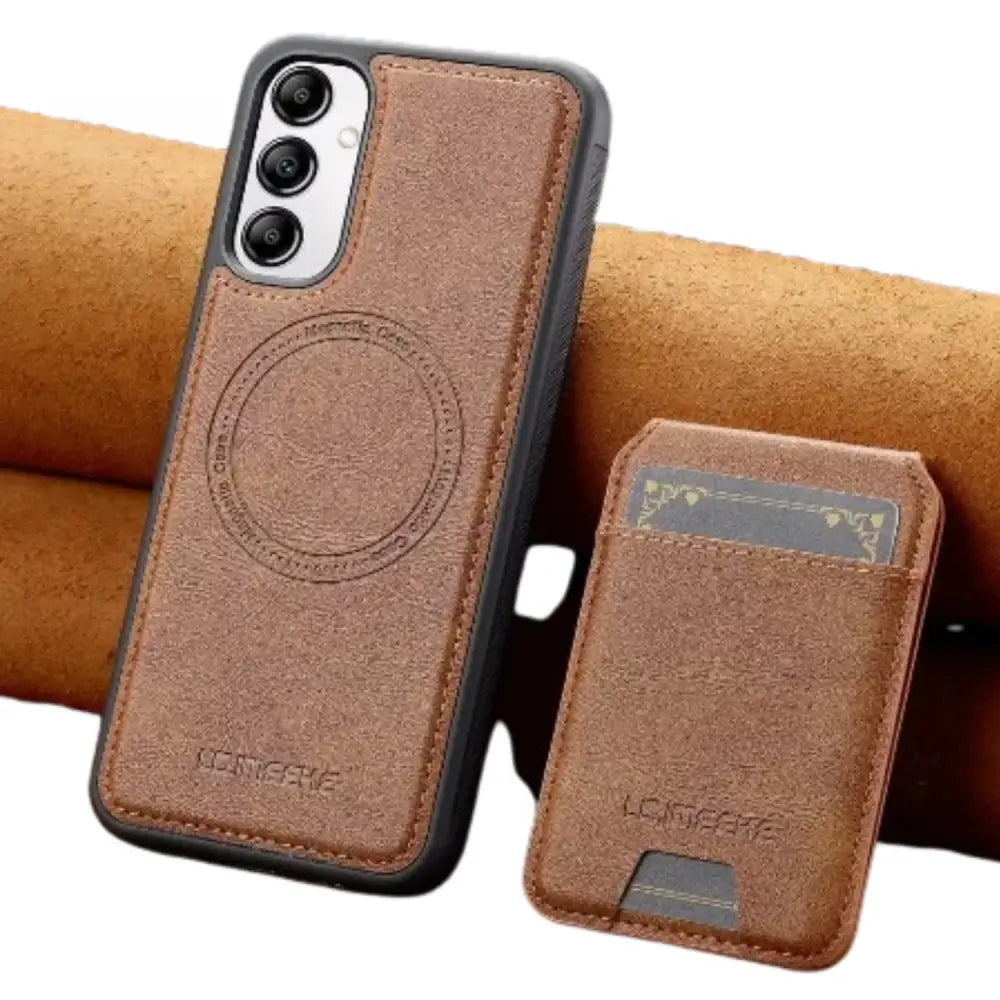 2-in-1 Magnetic Leather Case for Samsung (Brown)