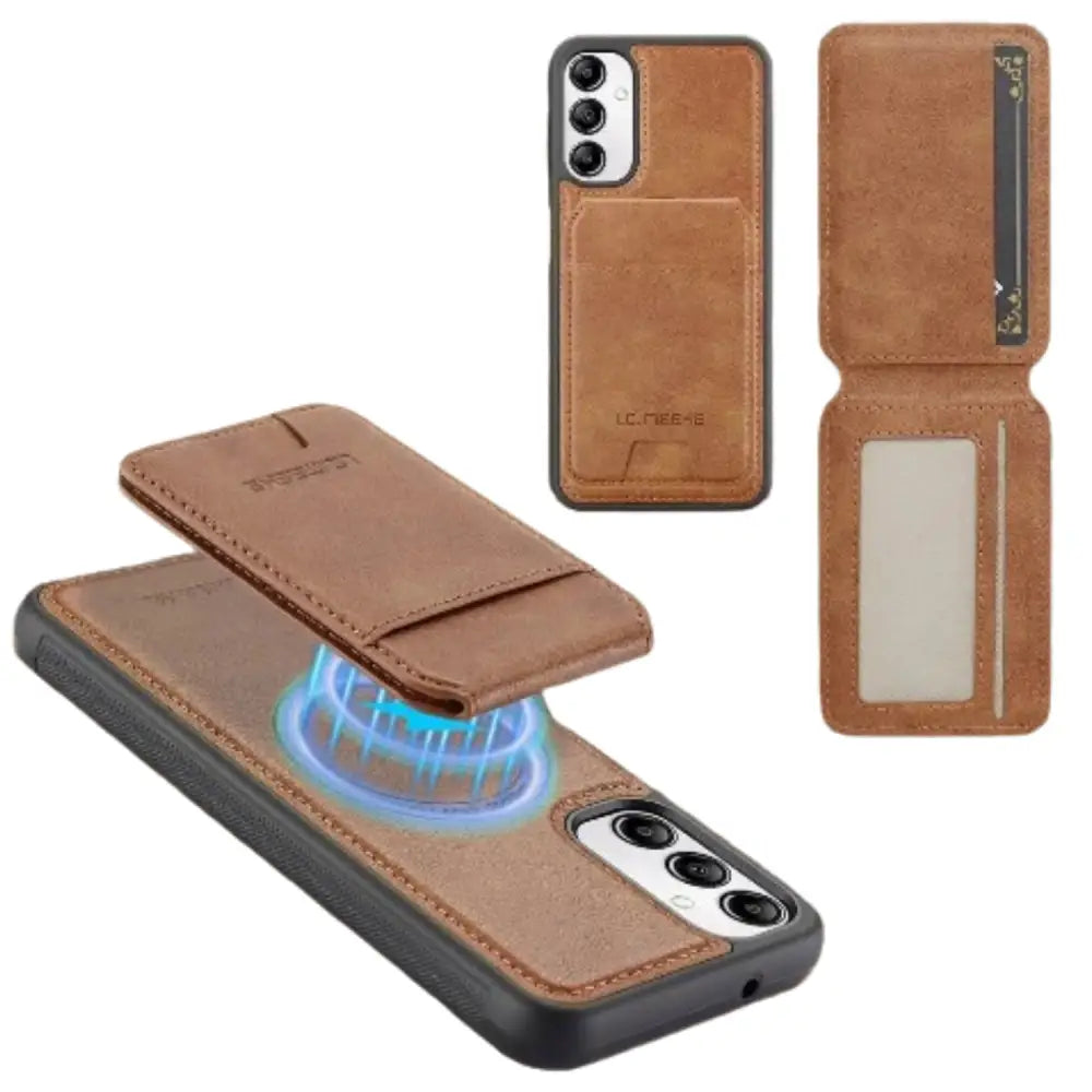 2-in-1 Magnetic Leather Case for Samsung (Brown)