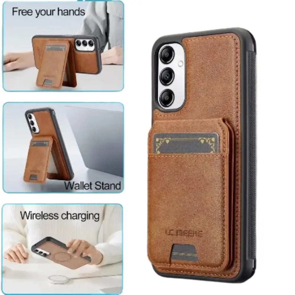 2-in-1 Magnetic Leather Case for Samsung (Brown)