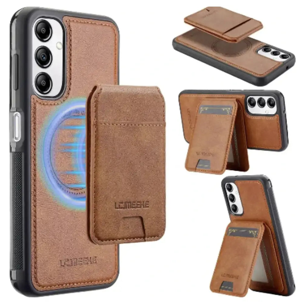 2-in-1 Magnetic Leather Case for Samsung (Brown)