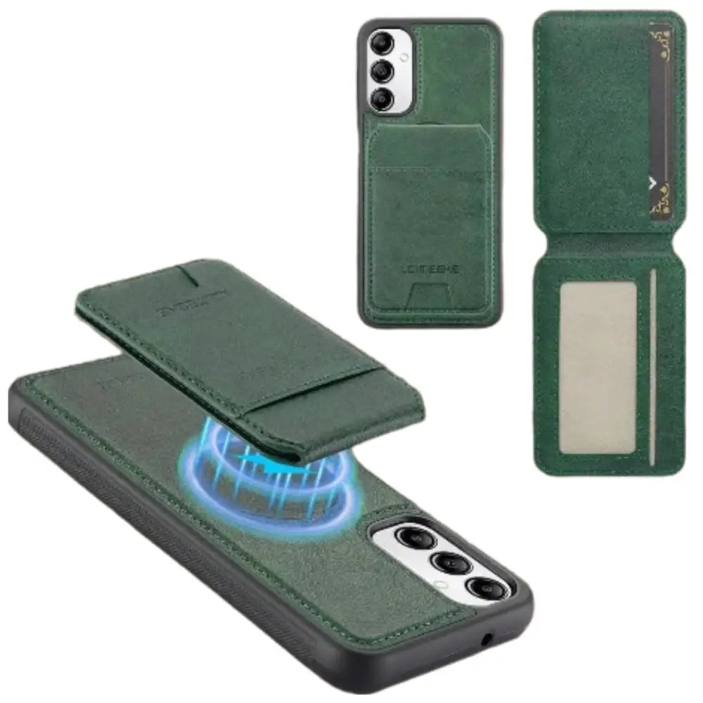 2-in-1 Magnetic Leather Case for Samsung (Green)