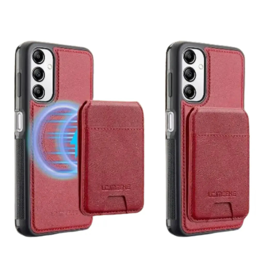2-in-1 Magnetic Leather Case for Samsung (Red)