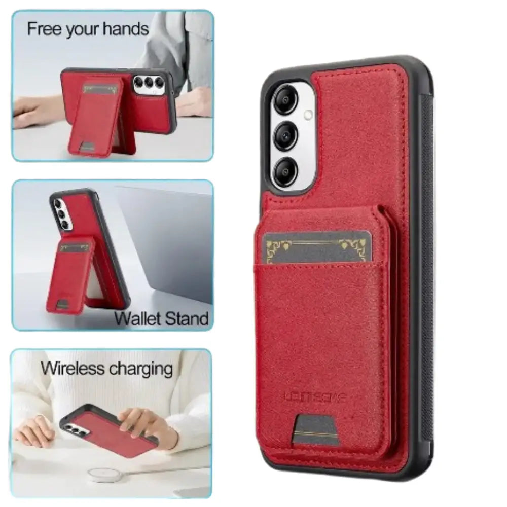 2-in-1 Magnetic Leather Case for Samsung (Red)