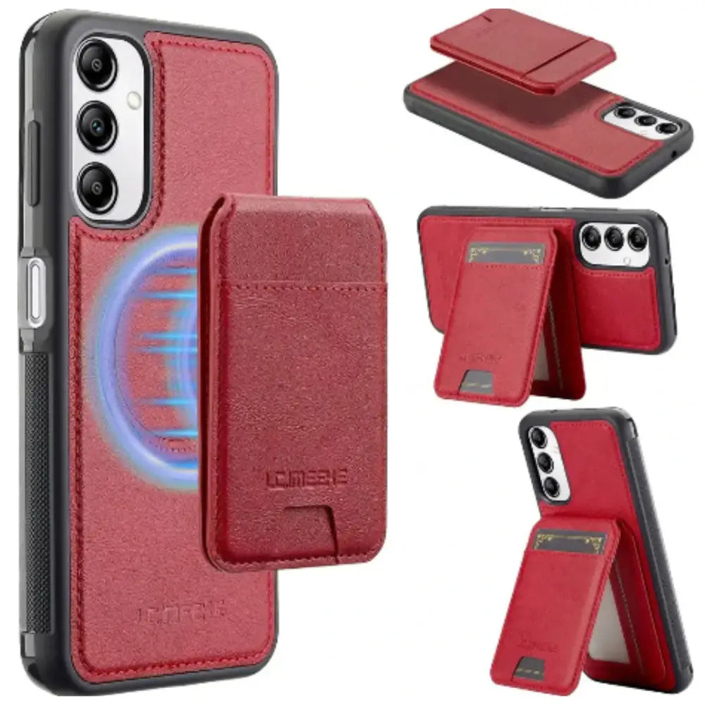 2-in-1 Magnetic Leather Case for Samsung (Red)