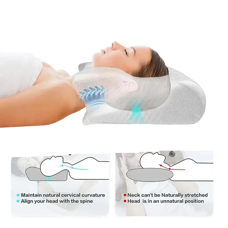 2-in-1 Memory Foam Cervical Neck Pillow (different colours available) - SS