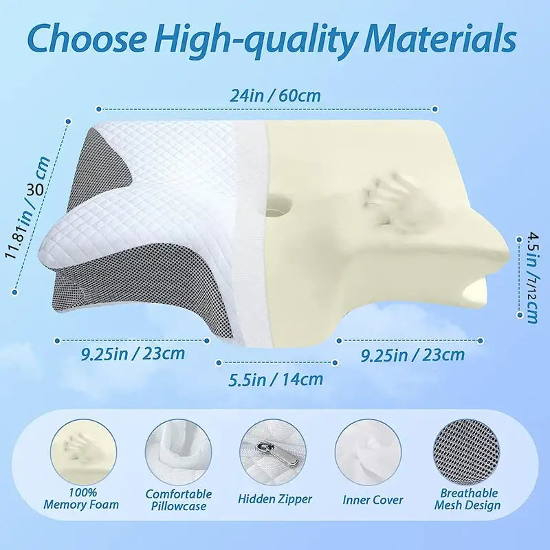 2-in-1 Memory Foam Cervical Neck Pillow (different colours available) - SS