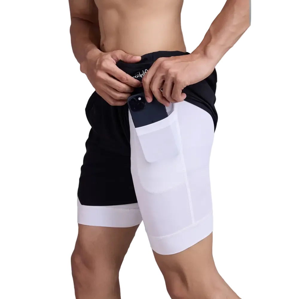 2 in 1 Mesh Short Black/White - Shorts