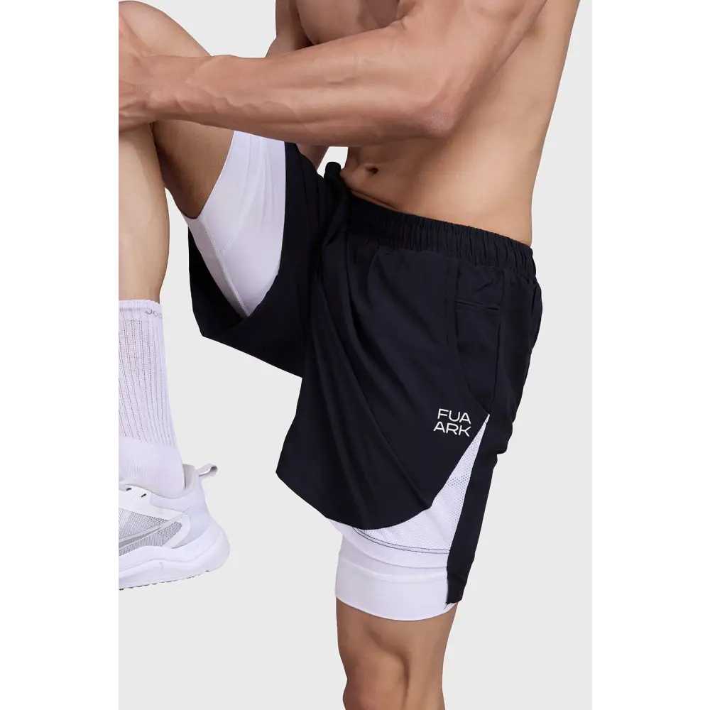 2 in 1 Mesh Short Black/White - Shorts
