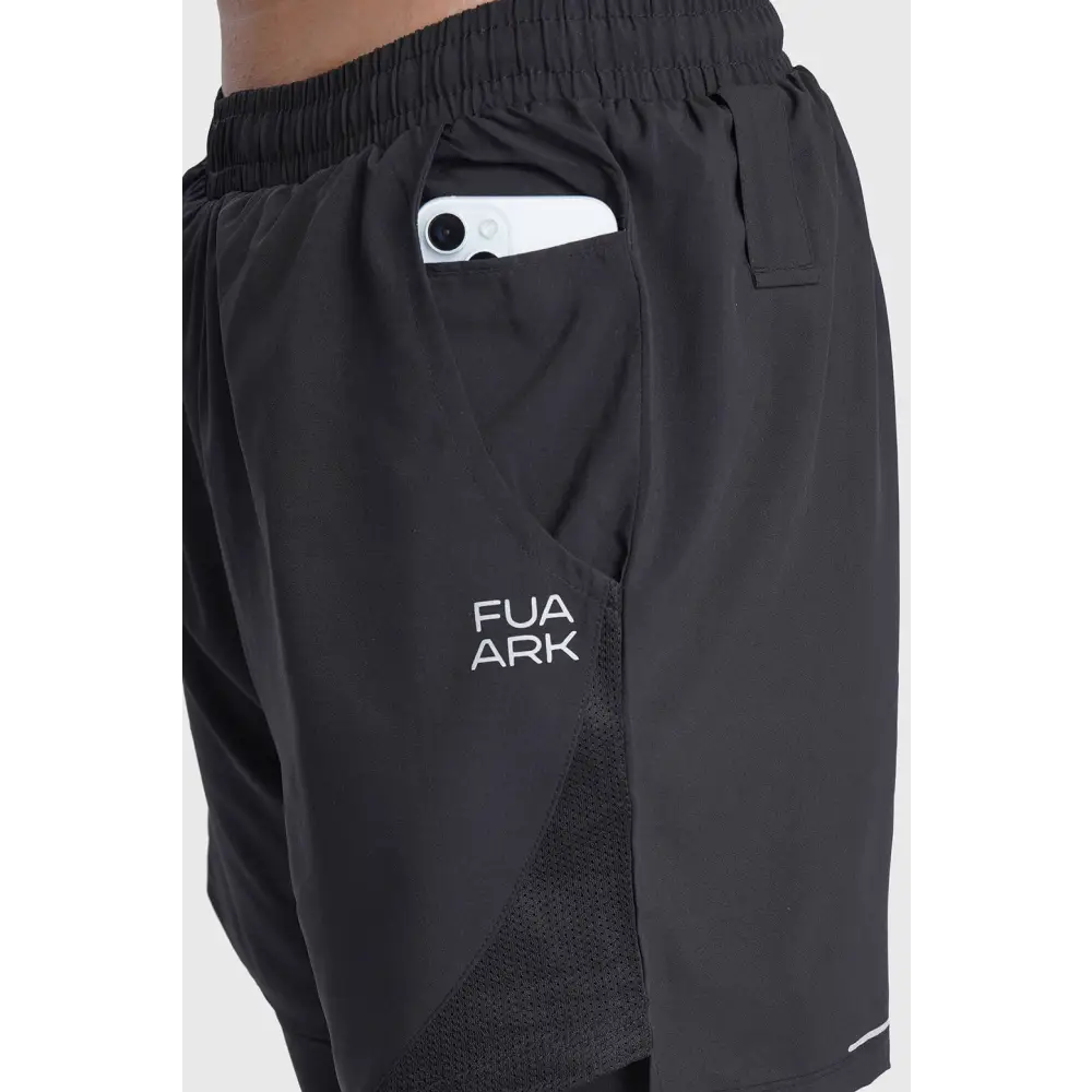 2 in 1 Mesh Shorts Black With Black - Shorts