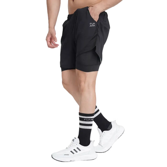 2 in 1 Mesh Shorts Black With Black - Shorts