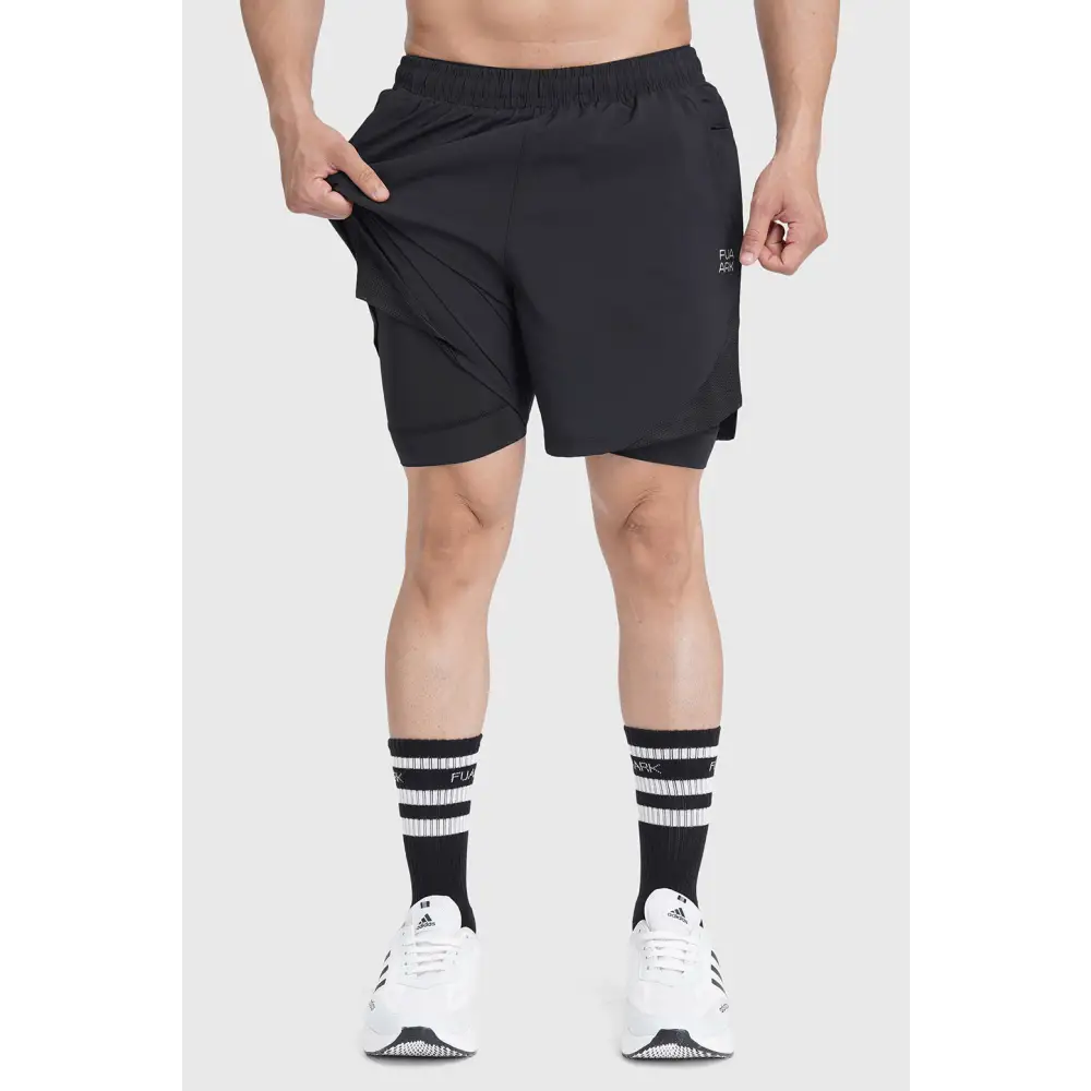 2 in 1 Mesh Shorts Black With Black - Shorts