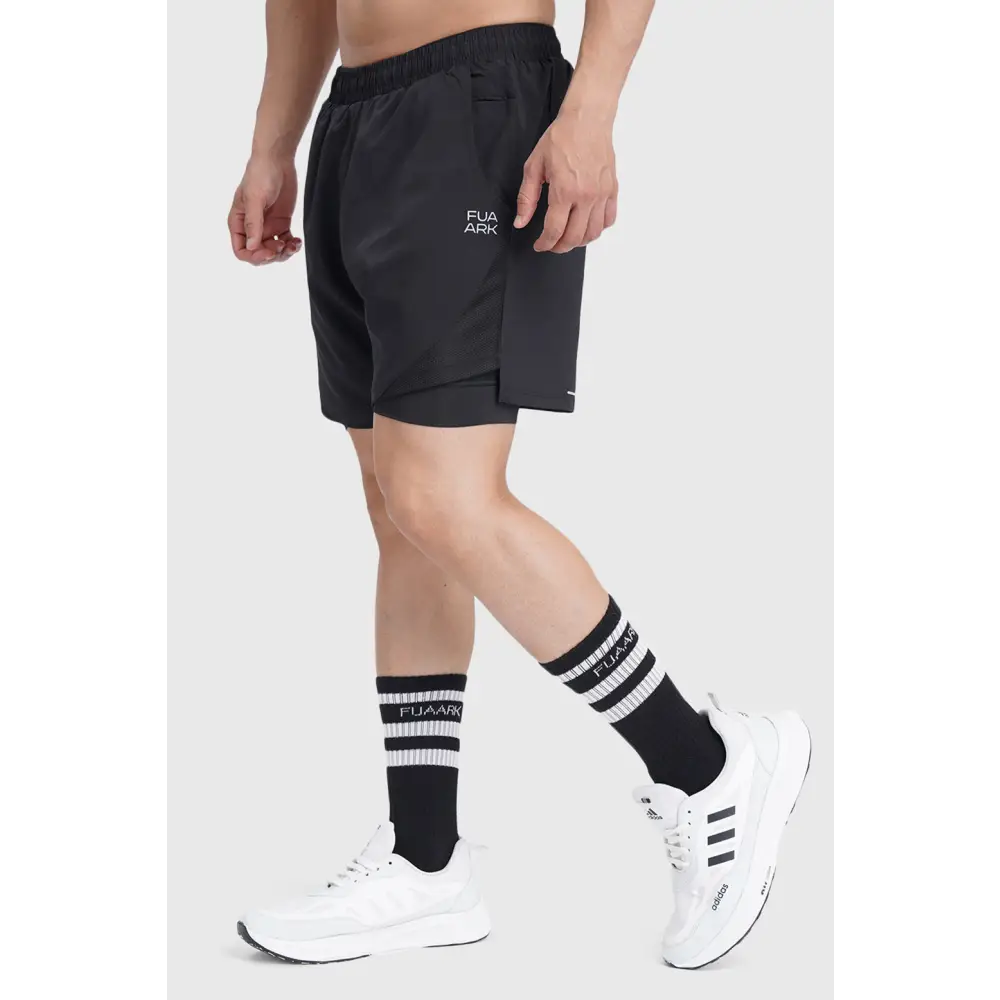 2 in 1 Mesh Shorts Black With Black - Shorts