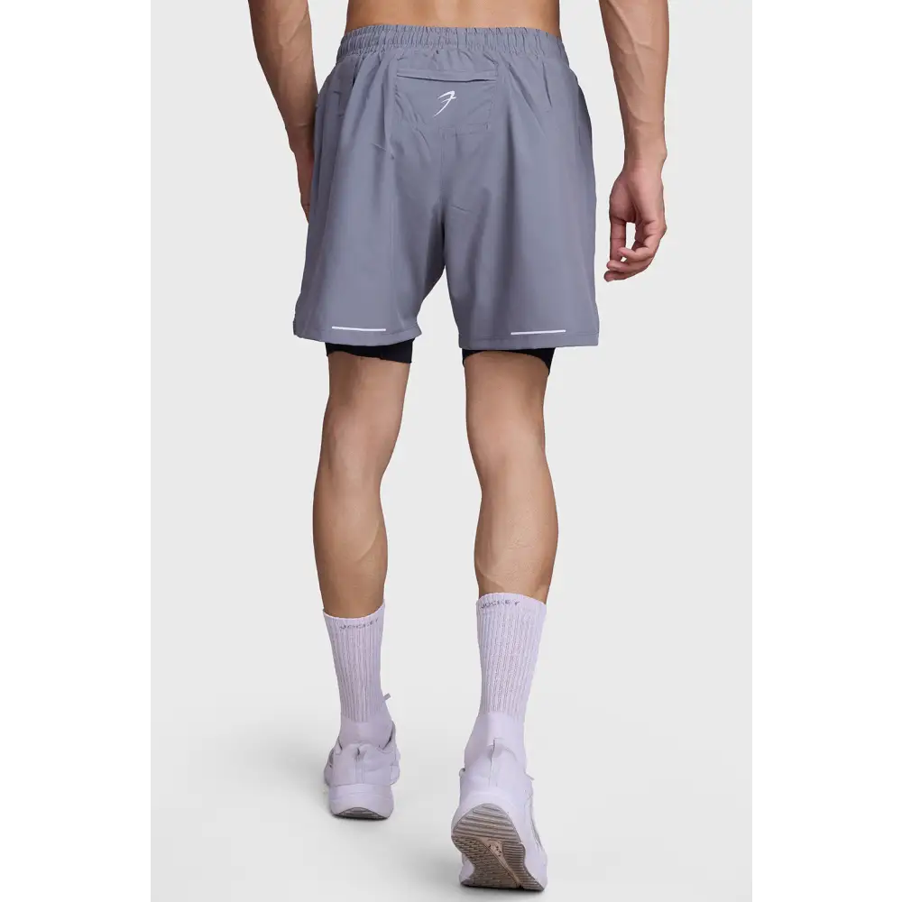 2 in 1 Mesh Shorts Foggy Grey With Black - Shorts