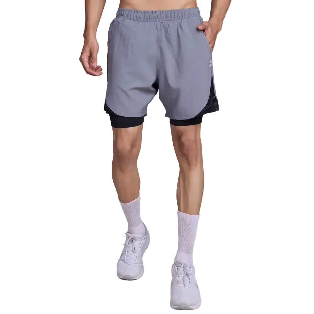 2 in 1 Mesh Shorts Foggy Grey With Black - Shorts