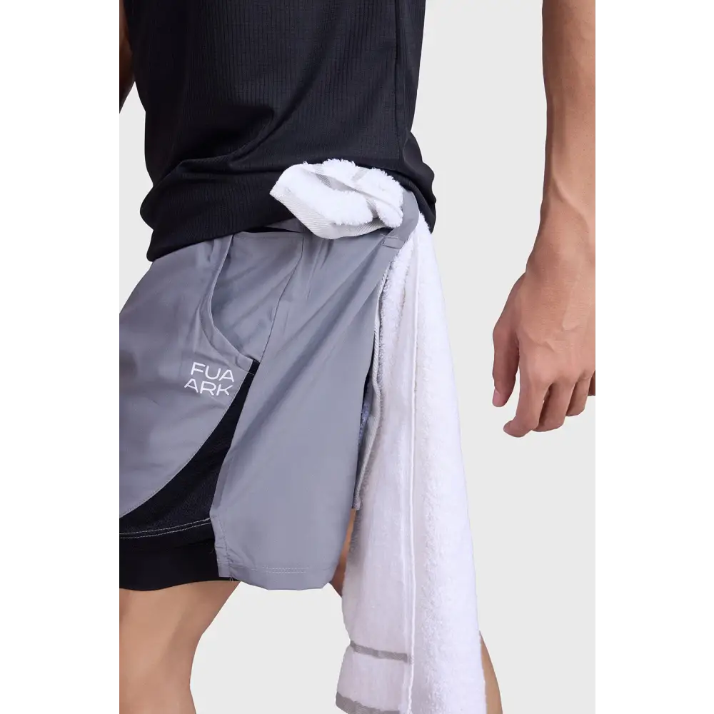 2 in 1 Mesh Shorts Foggy Grey With Black - Shorts
