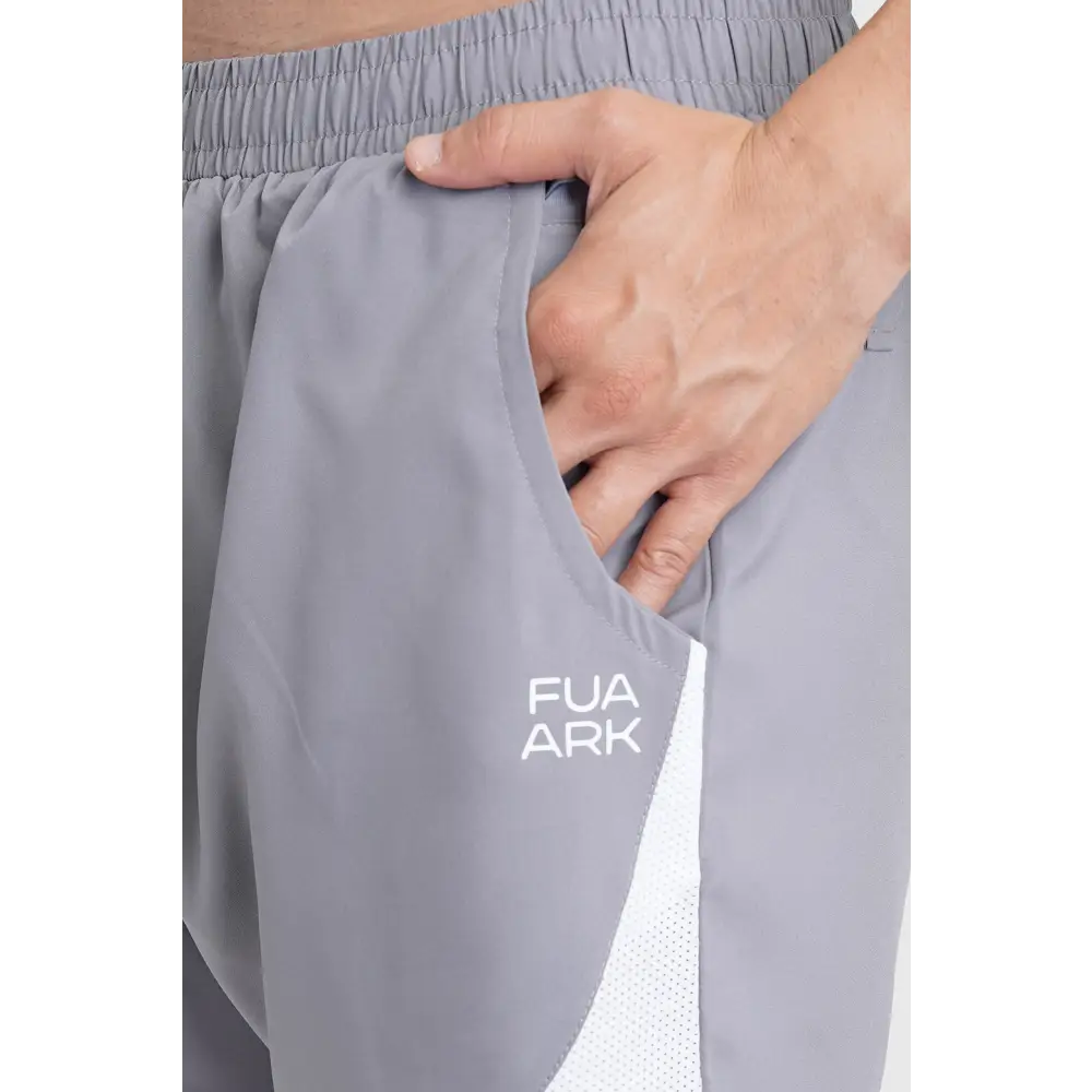 2 in 1 Mesh Shorts Foggy Grey With White - Shorts