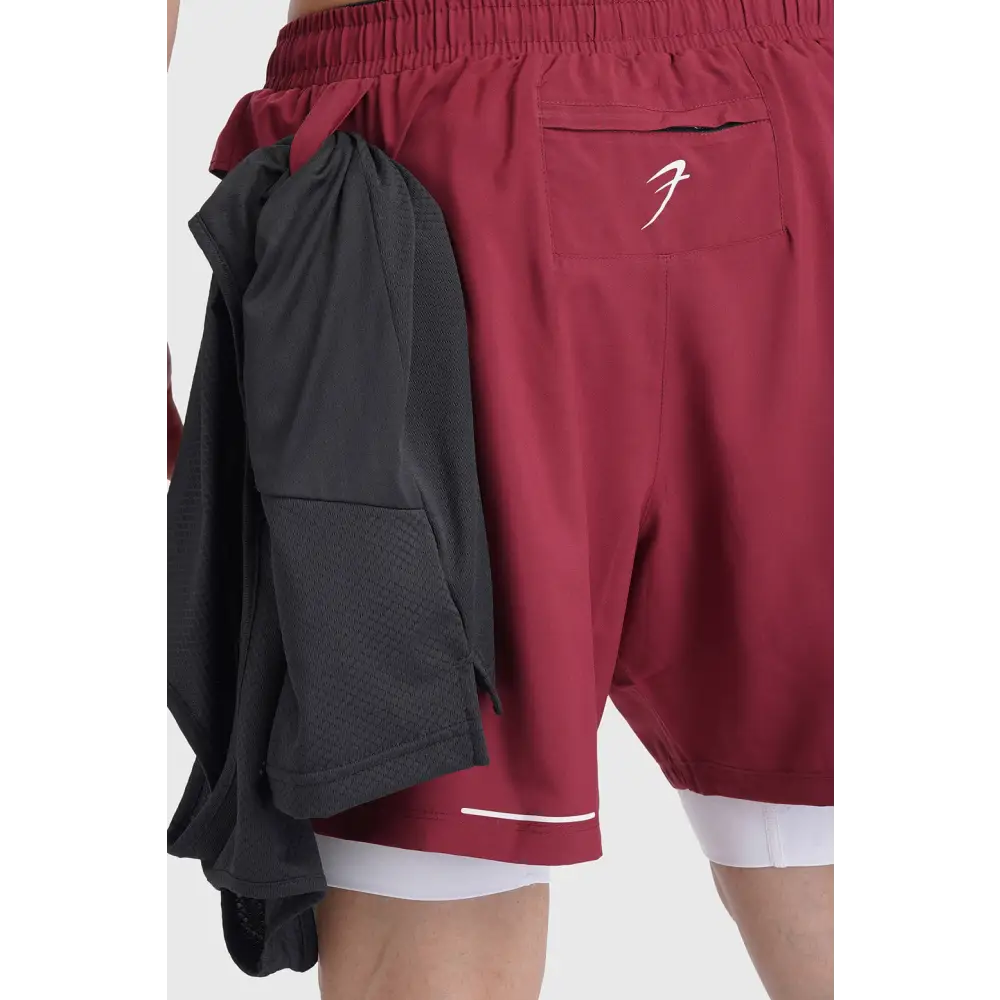 2 in 1 Mesh Shorts Maroon - Shorts