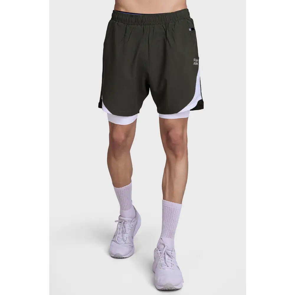 2 in 1 Mesh Shorts Olive - Shorts